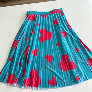 Adorable Blue and Pink Disney Mickey Mouse Pleated Midi Skirt
